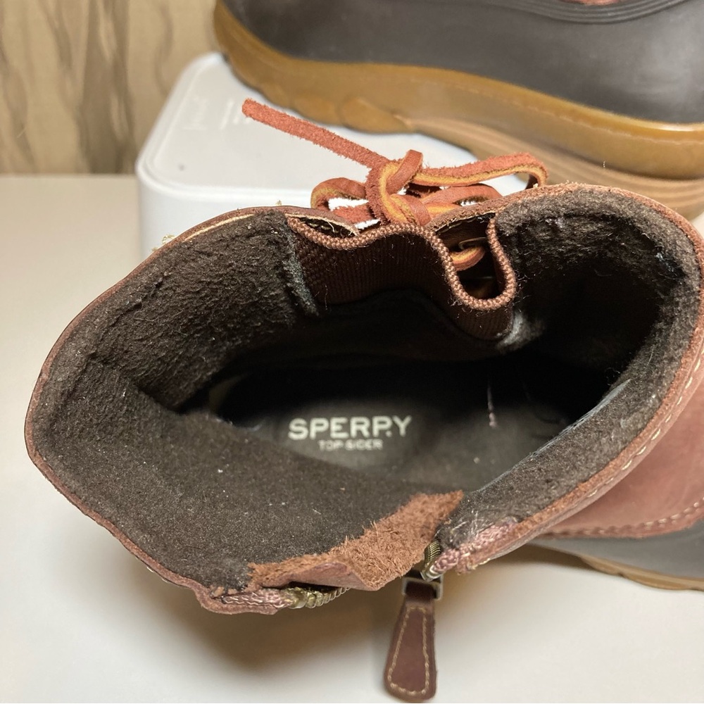 Sperry Top Sider Saltwater Wedge Tide Women's 7 Duck Boot Brown Leather STS80770 - Picture 11 of 16